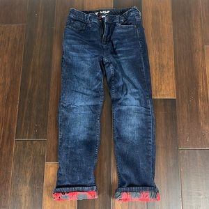 EUC Cat and Jack plaid Flannel lined jeans, boys size 10 husky